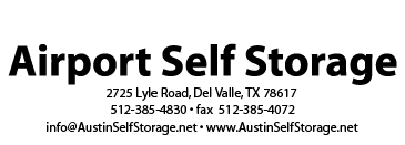Airport Self Storage header with email